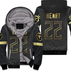 Tennessee Titans 22 Derrick Henry Black Golden Edition Inspired Unisex Fleece Hoodie
