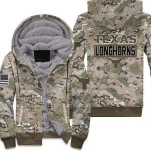 Texas Longhorns Camouflage Pattern 3D Unisex Fleece Hoodie