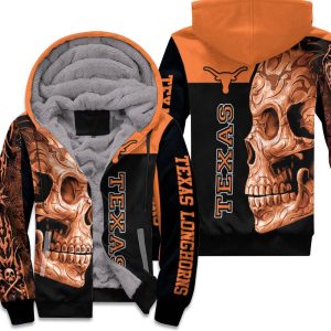 Texas Longhorns Ncaa Skull 3D Unisex Fleece Hoodie