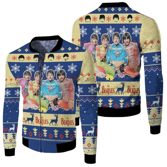 The Beatles Ugly Christmas 3D Fleece Bomber Jacket