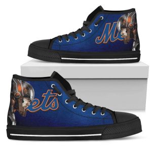 Thor Head Beside New York Mets MLB Custom Canvas High Top Shoes