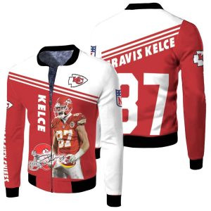 Travis Kelce Kansas City Chiefs 3D Fleece Bomber Jacket