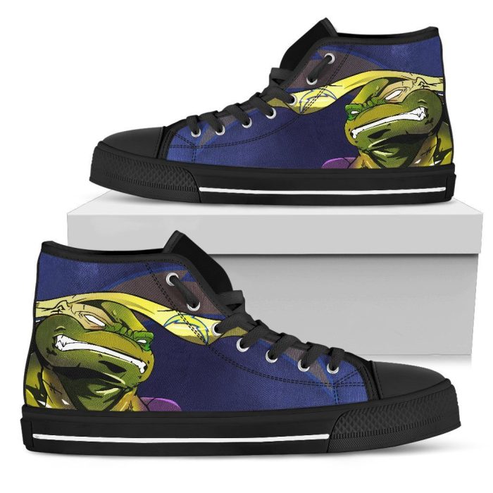 Turtle Los Angeles Chargers Ninja NFL Custom Canvas High Top Shoes