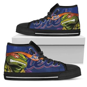 Turtle New York Mets Ninja MLB Custom Canvas High Top Shoes