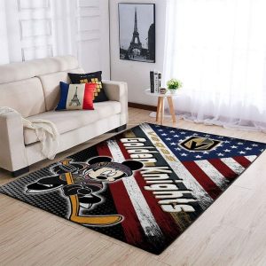 Vegas Golden Knights NHL Team Logo Mickey Us Style Nice Gift Home Decor Rectangle Area Rug