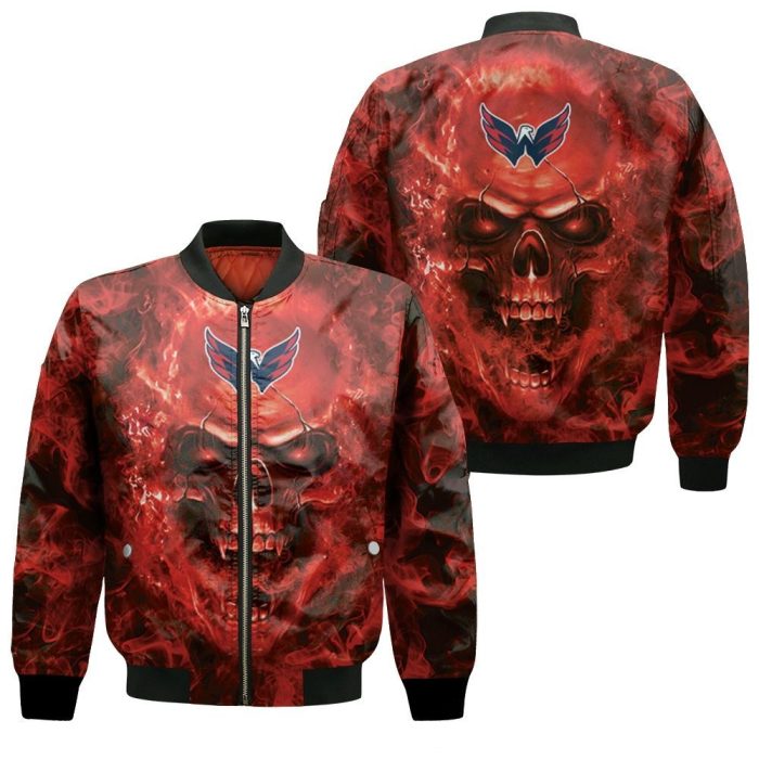 Washington Capitals MLB Fans Skull Bomber Jacket