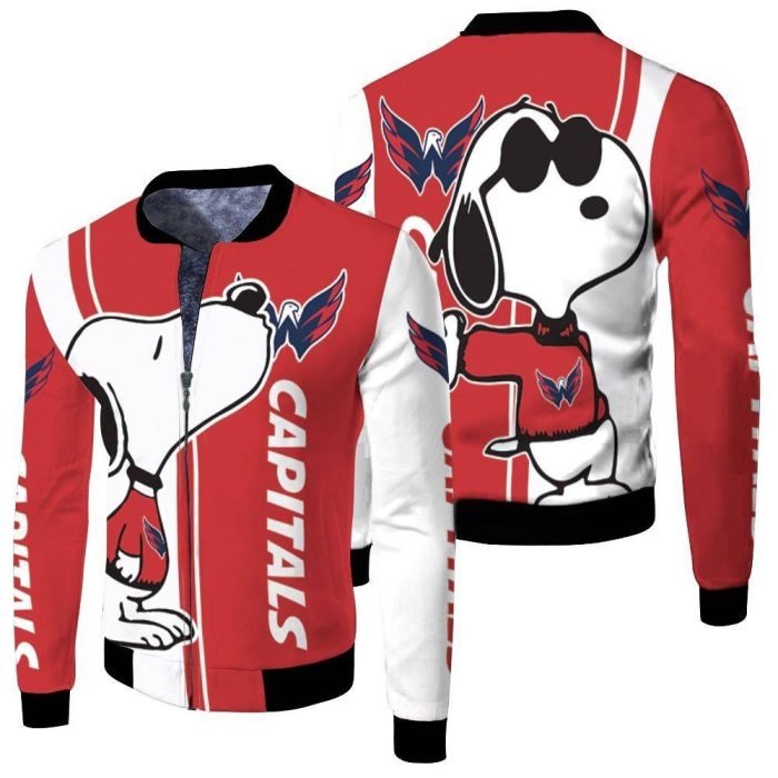 Washington Capitals Snoopy Lover 3D Printed Fleece Bomber Jacket