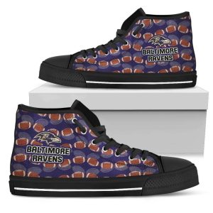 Wave Of Ball Baltimore Ravens NFL Custom Canvas High Top Shoes