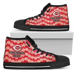 Wave Of Ball Cincinnati Reds MLB Custom Canvas High Top Shoes
