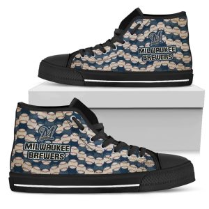 Wave Of Ball Milwaukee Brewers MLB Custom Canvas High Top Shoes