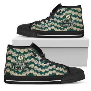Wave Of Ball Oakland Athletics MLB Custom Canvas High Top Shoes