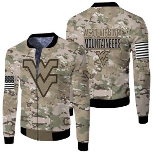 West Virginia Mountaineers Camouflage Veteran 3D Fleece Bomber Jacket