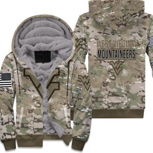 West Virginia Mountaineers Camouflage Veteran 3D Unisex Fleece Hoodie