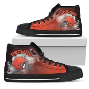 White Smoke Vintage Cleveland Browns NFL Custom Canvas High Top Shoes