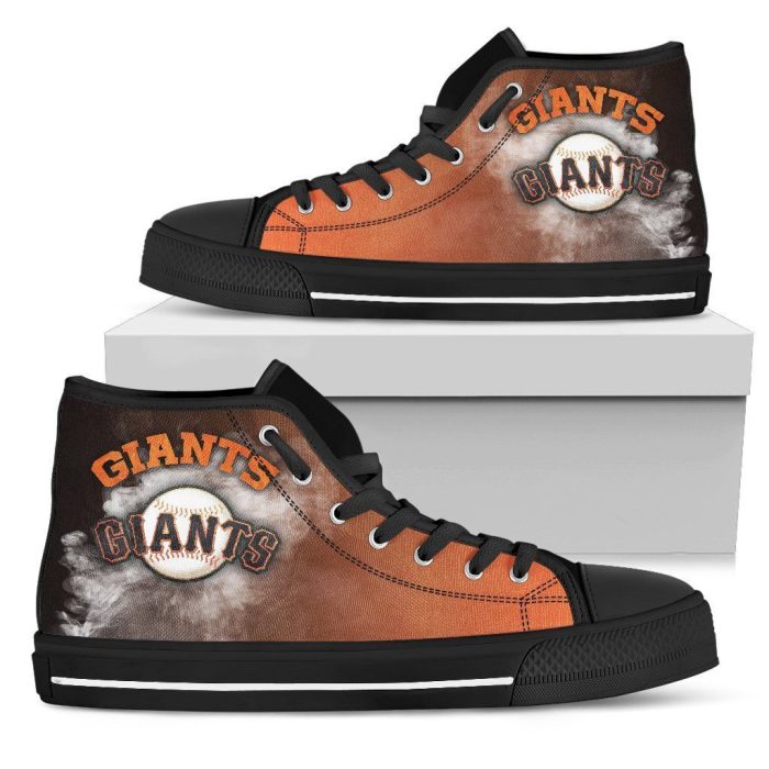 White Smoke Vintage San Francisco Giants  MLB Custom Canvas High Top Shoes