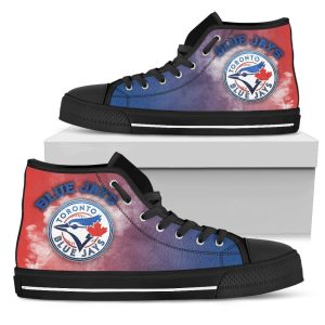 White Smoke Vintage Toronto Blue Jays MLB Custom Canvas High Top Shoes