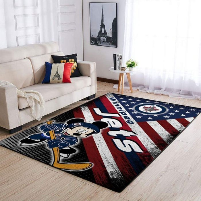 Winnipeg Jets NHL Team Logo Mickey Us Style Area Rug Living Room And Bed Room Rug