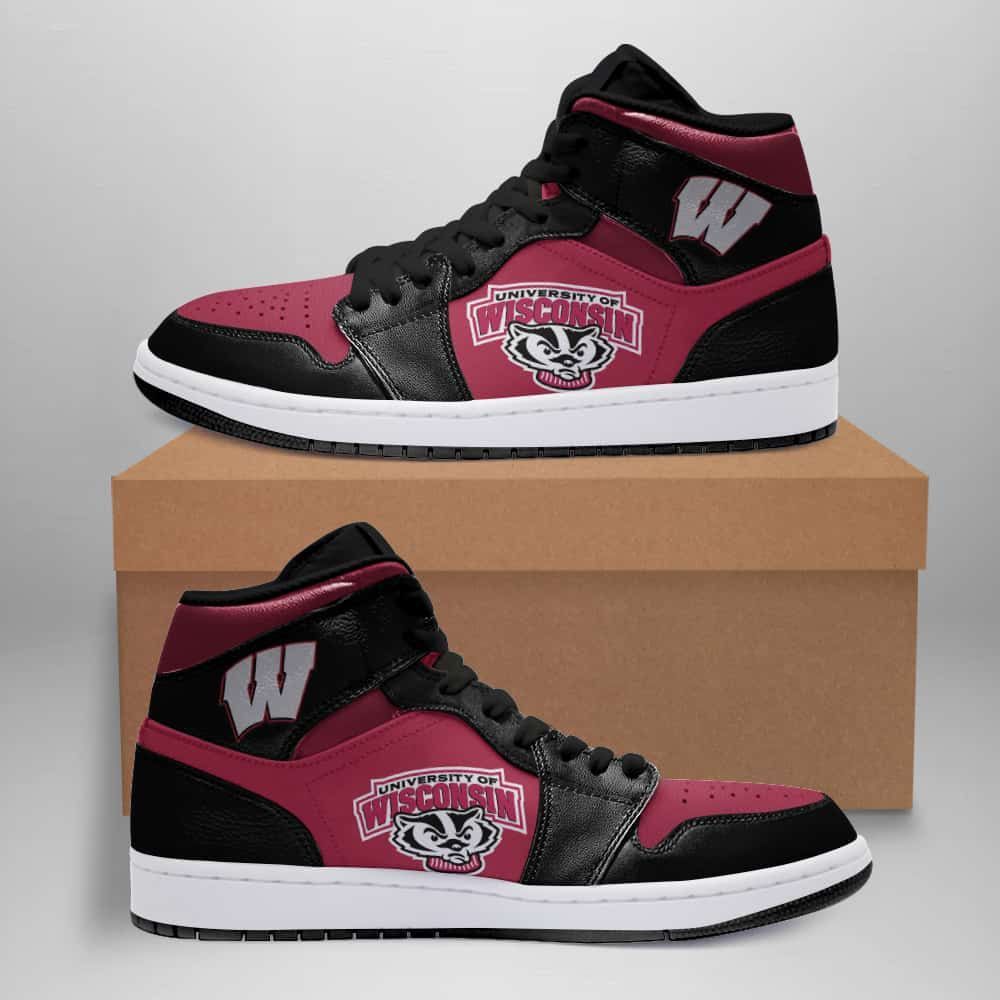 Wisconsin Badgers American Football Air Jordan 1 Sport Custom Sneakers ...