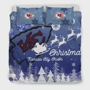 Xmas Gift Kansas City Chiefs NFL Team Duvet Cover Pillowcase Bedding Set