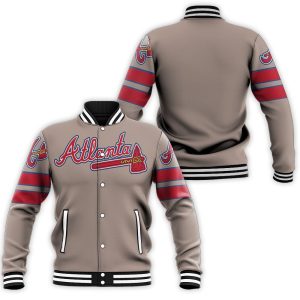 Atlanta Braves MLB Grey Inspired Style Baseball Jacket