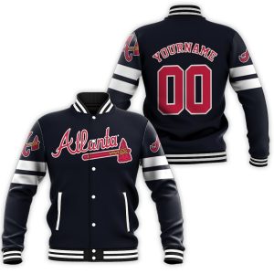 Atlanta Braves Majestic 2019 Alternate Navy Personalized Black Inspired Baseball Jacket