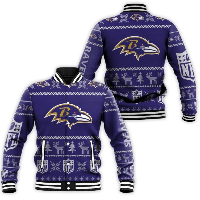 Baltimore Ravens Ugly Sweatshirt Christmas 3D Baseball Jacket