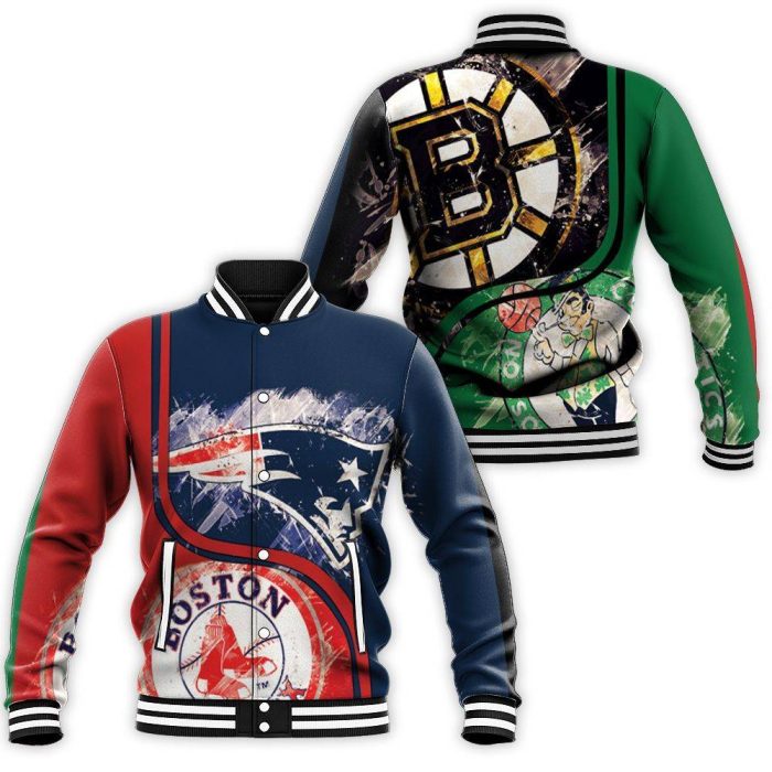 Boston Red Sox New England Patriots Boston Bruins Boston Celtic 3D Baseball Jacket