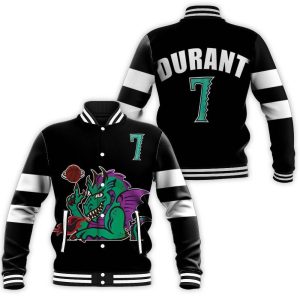 Brooklyn Nets Kevin Durant 7 2020 NBA Black Baseball Jacket