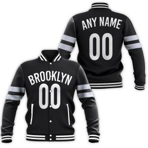 Brooklyn Nets Swingman Personalized Black Icon Edition 2019 Inspired Style Baseball Jacket