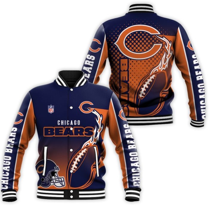 Chicago Bears NFL Bomber 3D Baseball Jacket