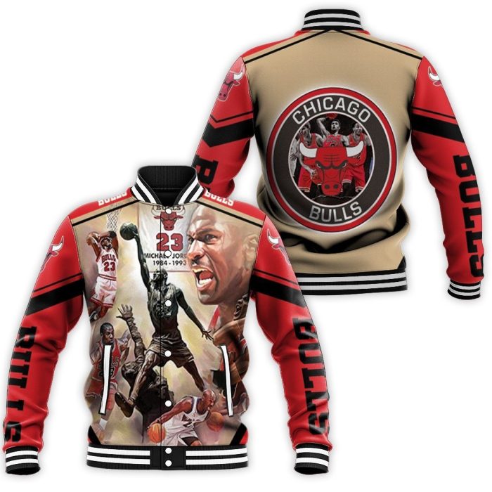 Chicago Bulls Legend Michael Jordan 23 1984-1993 Baseball Jacket