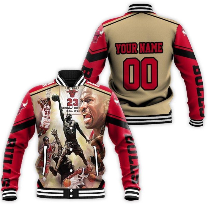 Chicago Bulls Michael Jordan Legend 23 Slam Dunk Personalized Baseball Jacket