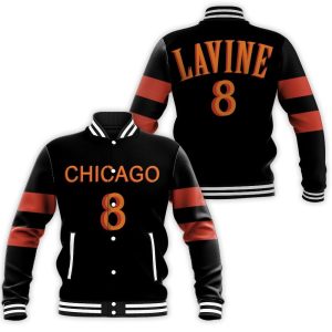Chicago Bulls Zach Lavine 8 2020 NBA Black Baseball Jacket
