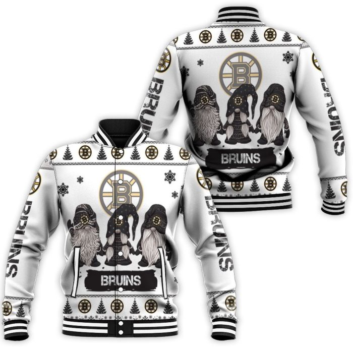Christmas Gnomes Boston Bruins Ugly Sweatshirt Christmas 3D Baseball Jacket
