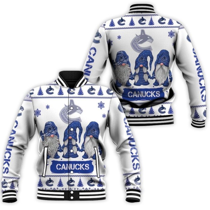 Christmas Gnomes Vancouver Canucks Ugly Sweatshirt Christmas 3D Baseball Jacket