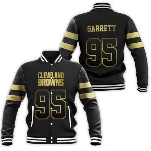 Cleveland Browns 95 Myles Garrett Black Golden Edition Vapor Untouchable Limited Inspired Style Baseball Jacket