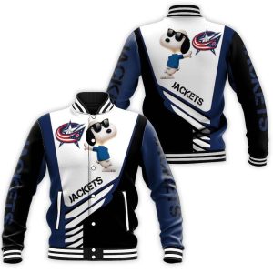 Columbus Blue Jackets Snoopy For Fans 3D Baseball Jacket
