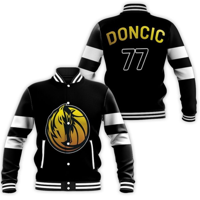 Dallas Mavericks Luka Doncic 77 NBA Golden Edition White Baseball Jacket