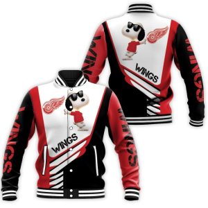 Detroit Red Wings Snoopy For Fans 3D Baseball Jacket