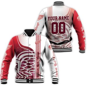 Detroit Red Wings Style Personalized Red And White Baseball Jacket