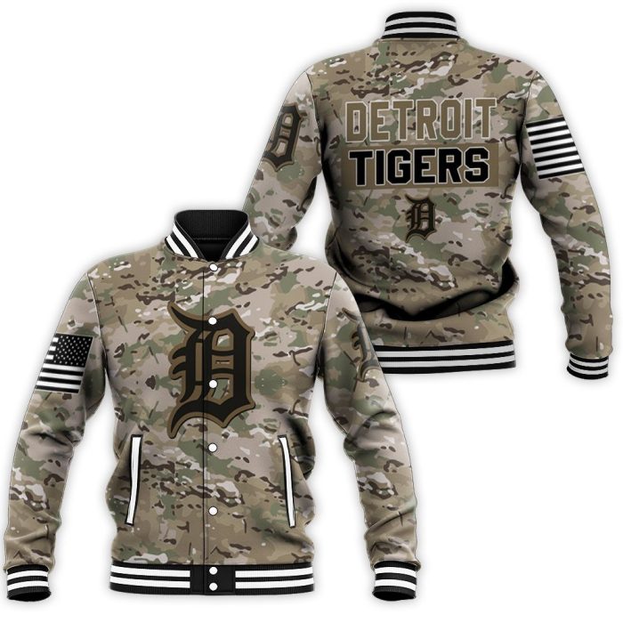 Detroit Tigers Camouflage Veteran 3D Baseball Jacket