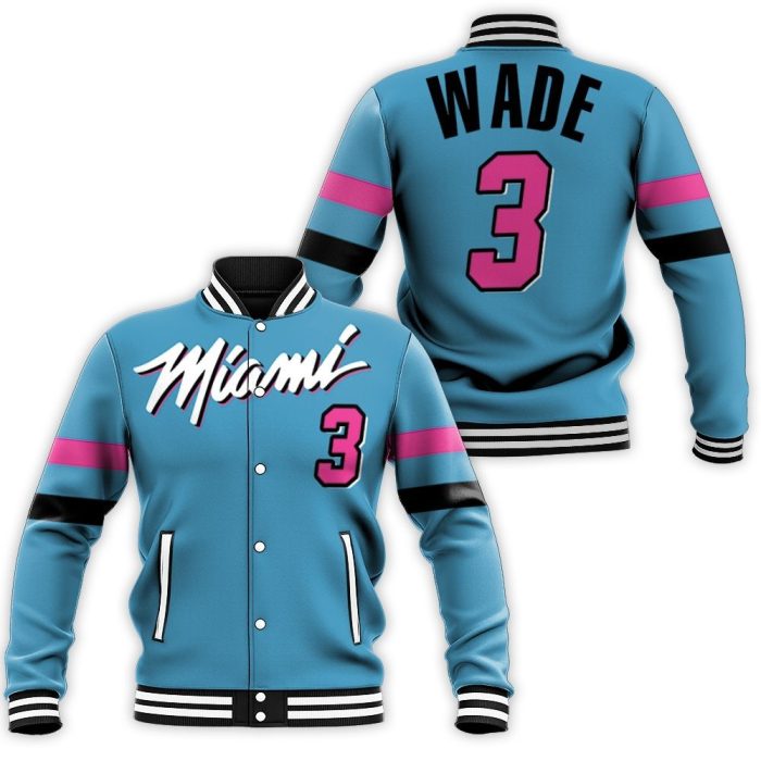 Dwyane Wade Heat 2020 Blue City Edition Inspired Baseball Jacket