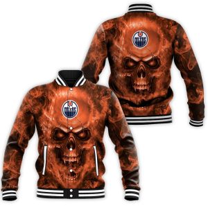 Edmonton Oilers MLB Fans Skull Baseball Jacket