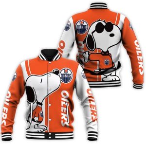 Edmonton Oilers Snoopy Lover 3D Printed Baseball Jacket