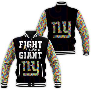 Fight Like A New York Giants Autism Support Baseball Jacket