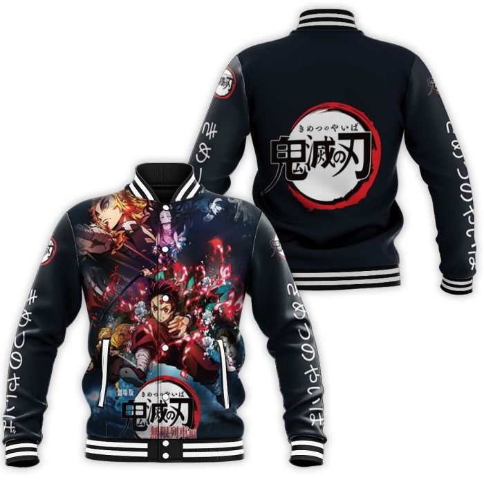 Kimetsu No Yaiba Anime Tanjiro With Demon Slayers Corps Black Baseball Jacket