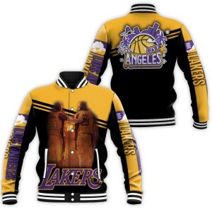 Kobe Bryant Lebron James Together Friends Los Angeles Lakers Legend 3D Printed For Fan Baseball Jacket