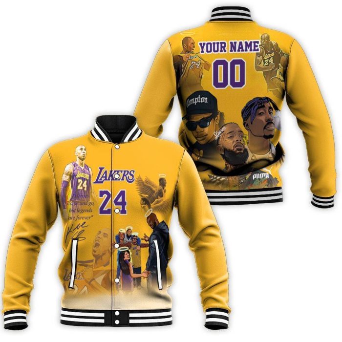 Kobe Bryant Los Angeles Lakers 24 Signed 3D Personalized Baseball Jacket