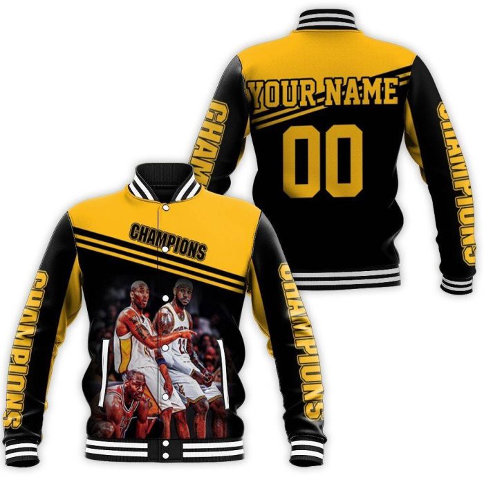 Kobe Bryant Michael Jordan Lebron James Sit Together Legends 3D Personalized Baseball Jacket