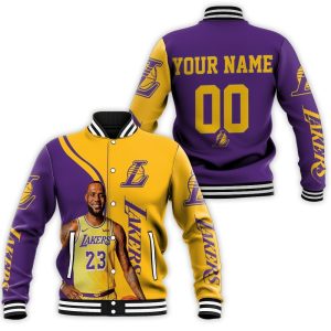 Lebron James 23 Los Angeles Lakers NBA Western Conference Personalized Baseball Jacket